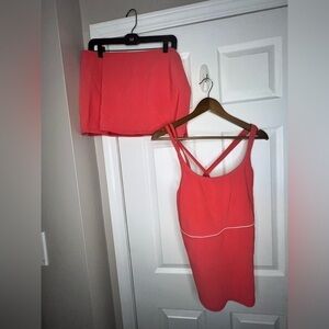 Lands End Plus Size 16 Tankini 14 Swim Skirt Bikini Set Pink Ribbed Nylon XL